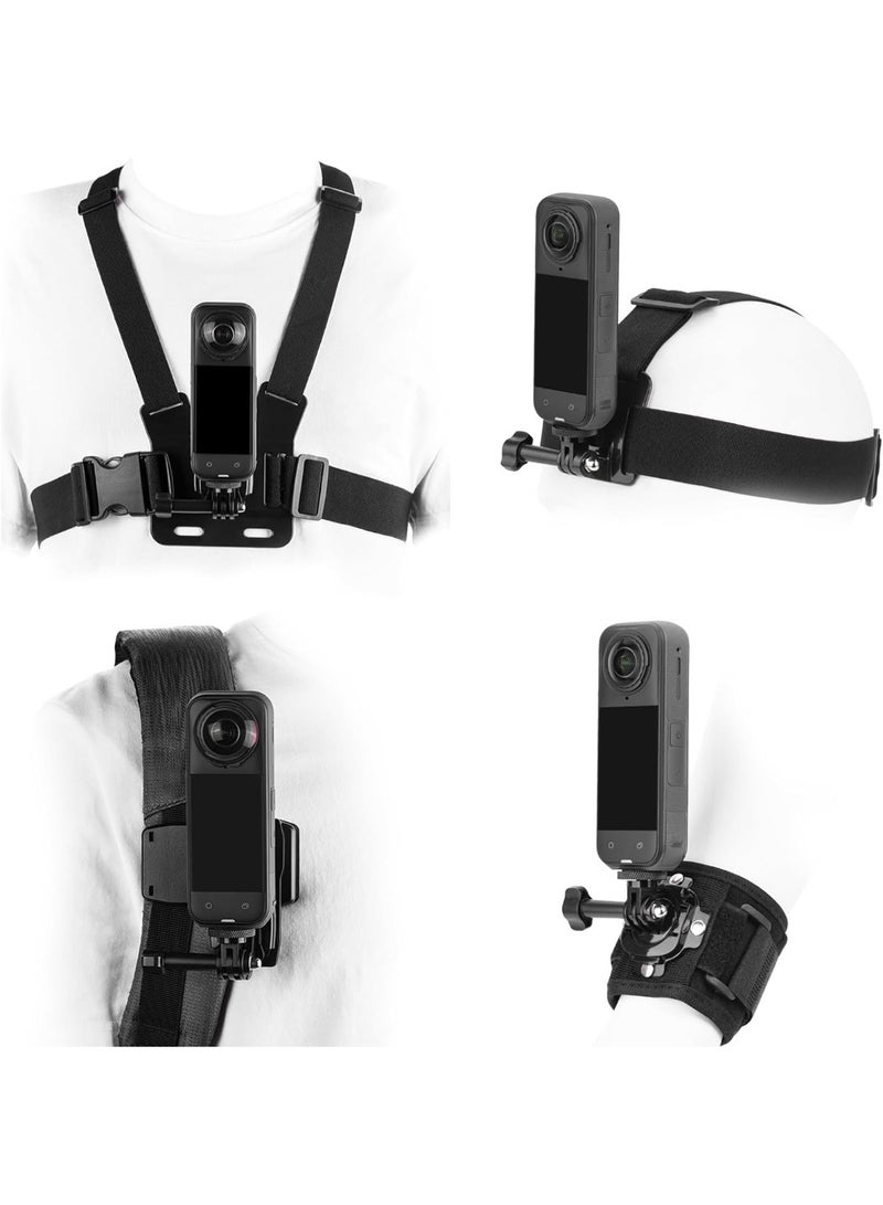 مجموعة ملحقات Insta 360 X5 X4، حزام الرأس لتركيب الصدر، حمالة الظهر، مثبت القلاب، حزام المعصم، محول دوار 360 درجة + إصدار سريع لـ Insta360 One X5 X4 X3 X2 X مجموعة ملحقات الكاميرا. - Image 1